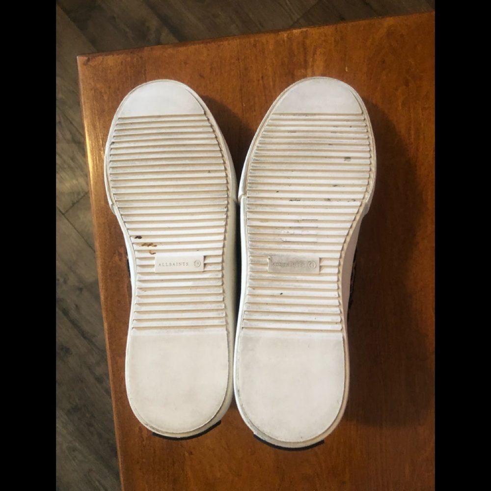 ALLSAINTS “MERCIA LEOPARD” black & tan patterned platform sneakers - Picture 10 of 10